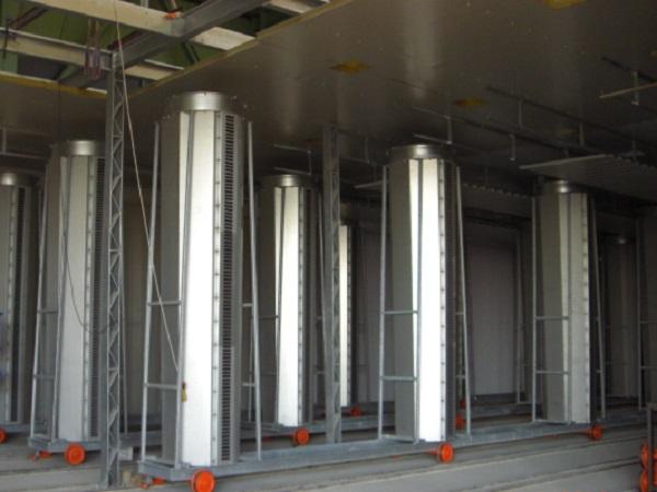Moving ventilators on both side of material